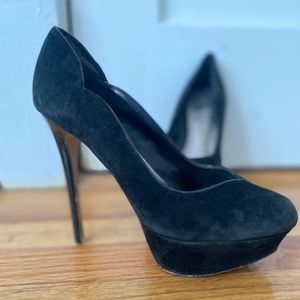 Bakers Black velvet scalloped edge 5 inch stilettos